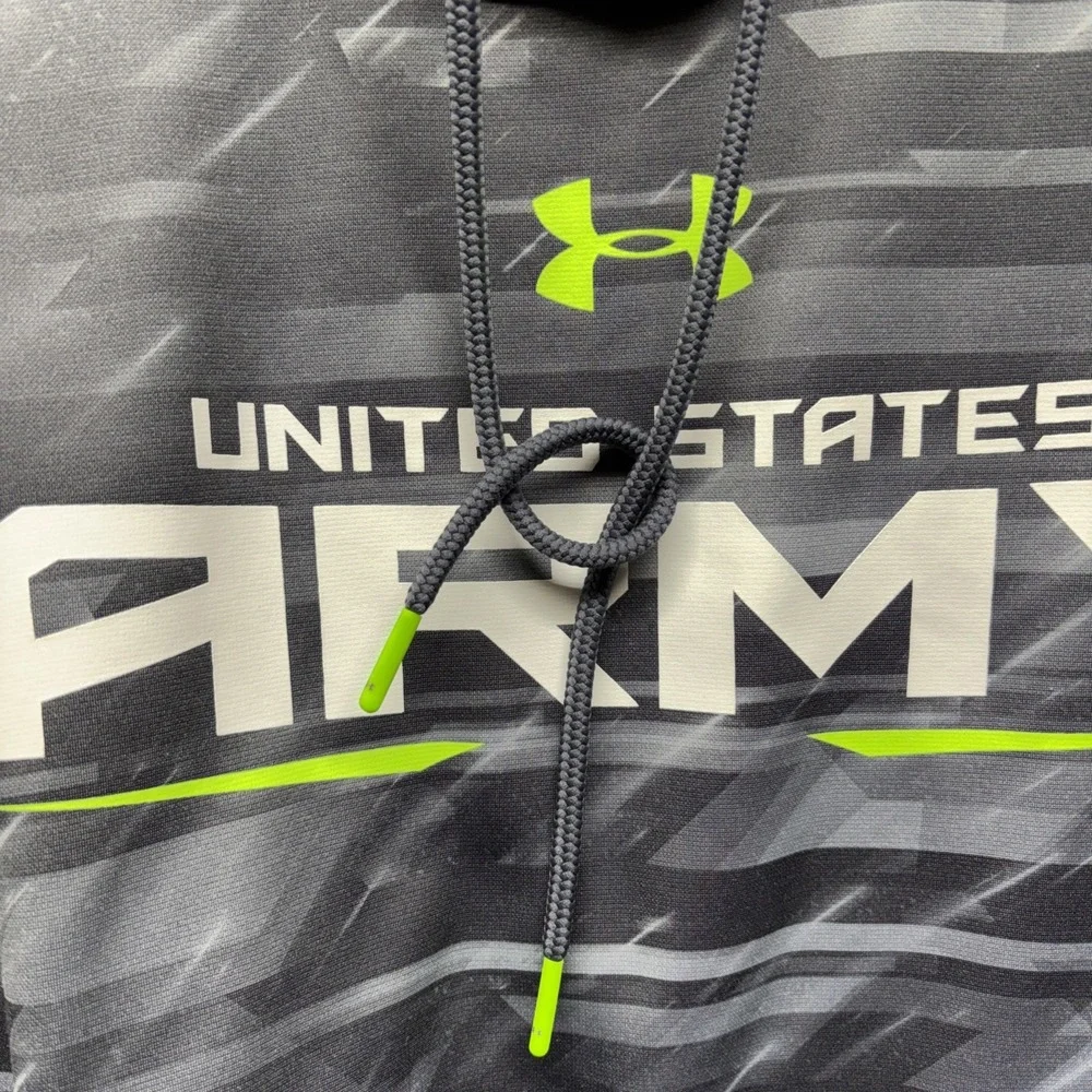 Under Armour US Army Hoodie Mens  XL Gray Camo Striped Loose Fit Pocket‎ *RARE*